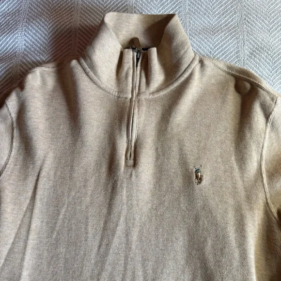 Polo Ralph Lauren Estate Rib 1/4 Zip, Beige Sand, Size L - Picture 3 of 9